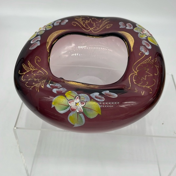 Other - Amethyst glass hand painted ashtray trinket dish